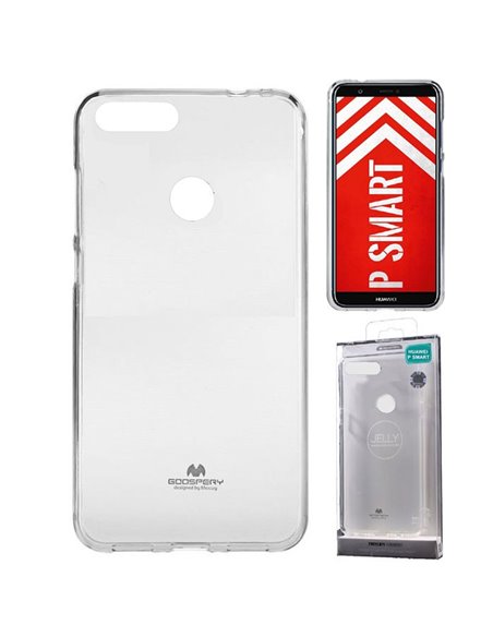 CUSTODIA per HUAWEI P SMART, ENJOY 7S IN GEL TPU SILICONE TRASPARENTE ALTA QUALITA' MERCURY BLISTER