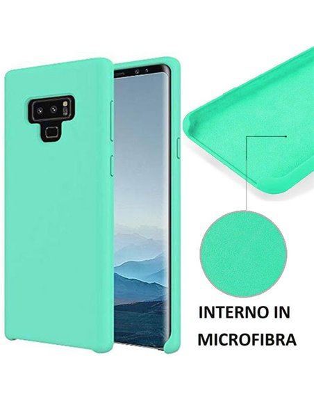 CUSTODIA per SAMSUNG GALAXY NOTE 9 (SM-N960) IN SILICONE CON EFFETTO SOFT TOUCH ED INTERNO IN MICROFIBRA COLORE VERDE ACQUA