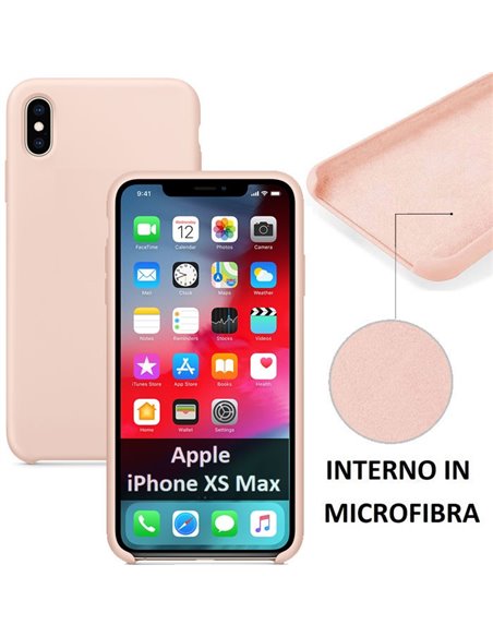 CUSTODIA per APPLE IPHONE XS MAX (6.5') IN SILICONE CON EFFETTO SOFT TOUCH ED INTERNO IN MICROFIBRA COLORE ROSA