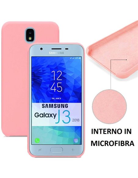 CUSTODIA per SAMSUNG GALAXY J3 (2018) SM-J337 IN SILICONE CON EFFETTO SOFT TOUCH ED INTERNO IN MICROFIBRA COLORE ROSA