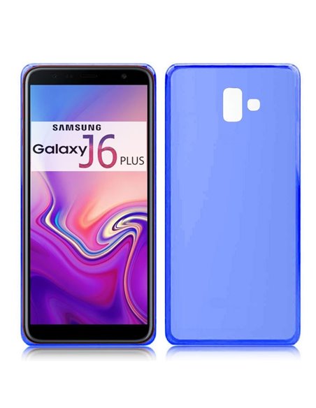 CUSTODIA per SAMSUNG GALAXY J6 PLUS (SM-J610) IN GEL TPU SILICONE COLORE BLU TRASPARENTE