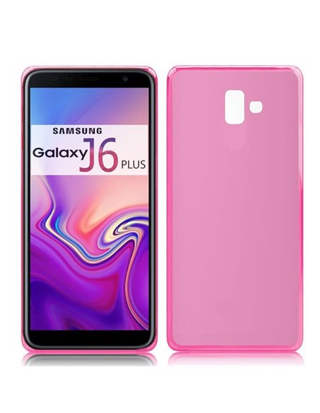 CUSTODIA per SAMSUNG GALAXY J6 PLUS (SM-J610) IN GEL TPU SILICONE COLORE ROSA TRASPARENTE