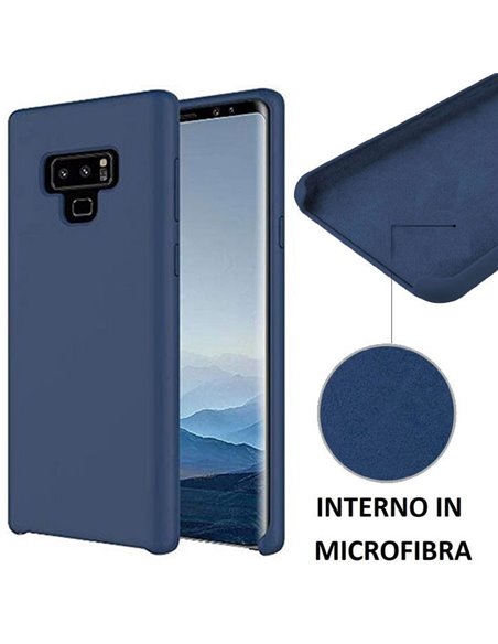 CUSTODIA per SAMSUNG GALAXY NOTE 9 (SM-N960) IN SILICONE CON EFFETTO SOFT TOUCH ED INTERNO IN MICROFIBRA COLORE BLU