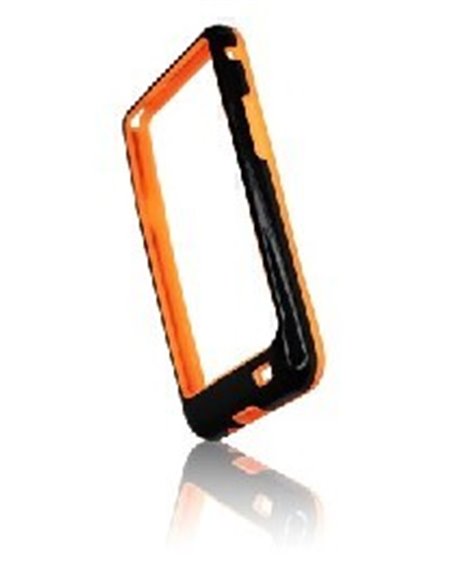 CUSTODIA GEL TPU SILICONE BUMPER per SAMSUNG I9100 Galaxy S2, I9105 Galaxy S2 Plus COLORE NERO-ARANCIONE