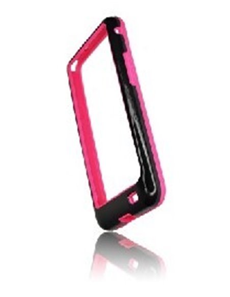 CUSTODIA GEL TPU SILICONE BUMPER per SAMSUNG I9100 Galaxy S2, I9105 Galaxy S2 Plus COLORE NERO-ROSA