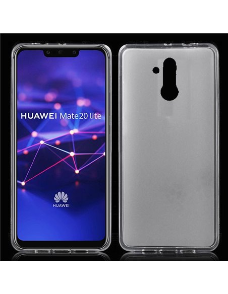 CUSTODIA per HUAWEI MATE 20 LITE IN GEL TPU SILICONE COLORE BIANCO TRASPARENTE