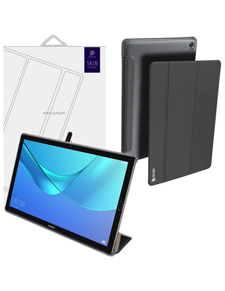 CUSTODIA per HUAWEI MEDIAPAD M5 8 (8.4') - FLIP ORIZZONTALE SIMILPELLE CON STAND E PARTE POSTERIORE TRASPARENTE COLORE GRIGIO