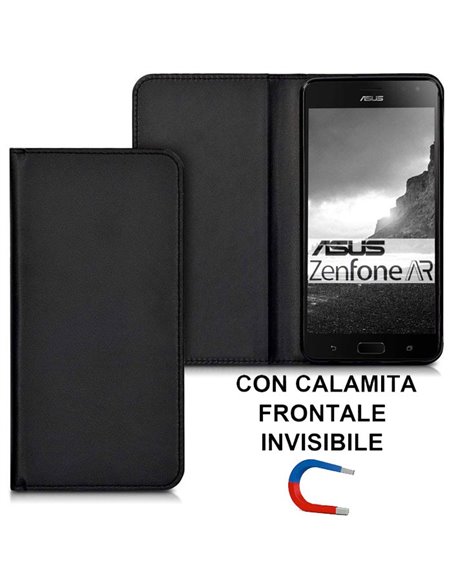 CUSTODIA per ASUS ZENFONE AR (ZS571KL) - FLIP ORIZZONTALE SIMILPELLE CON CHIUSURA MAGNETICA INVISIBILE E INTERNO IN TPU NERO