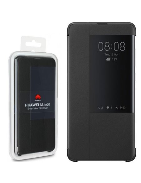 CUSTODIA ORIGINALE per HUAWEI MATE 20 - FLIP ORIZZONTALE VIEW COVER CON FINESTRA ACCESSO RAPIDO NOTIFICHE COLORE NERO