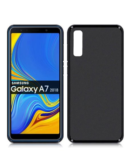 CUSTODIA per SAMSUNG GALAXY A7 2018 (SM-A750) IN GEL TPU SILICONE COLORE NERO