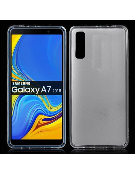 CUSTODIA per SAMSUNG GALAXY A7 2018 (SM-A750) IN GEL TPU SILICONE COLORE BIANCO TRASPARENTE