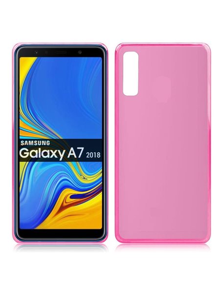 CUSTODIA per SAMSUNG GALAXY A7 2018 (SM-A750) IN GEL TPU SILICONE COLORE ROSA TRASPARENTE