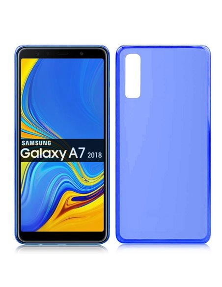 CUSTODIA per SAMSUNG GALAXY A7 2018 (SM-A750) IN GEL TPU SILICONE COLORE BLU TRASPARENTE