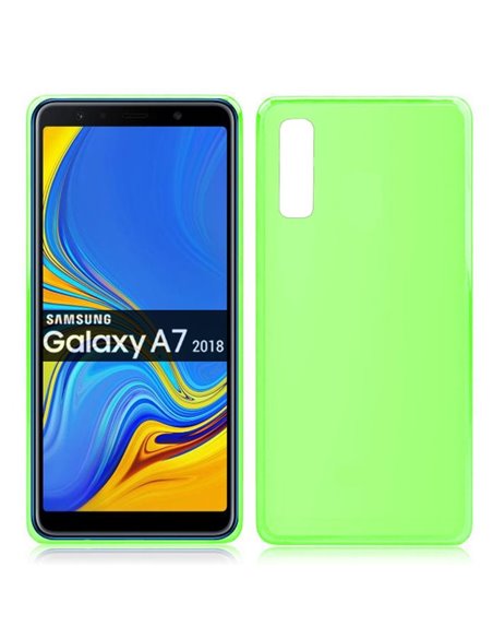 CUSTODIA per SAMSUNG GALAXY A7 2018 (SM-A750) IN GEL TPU SILICONE COLORE VERDE TRASPARENTE