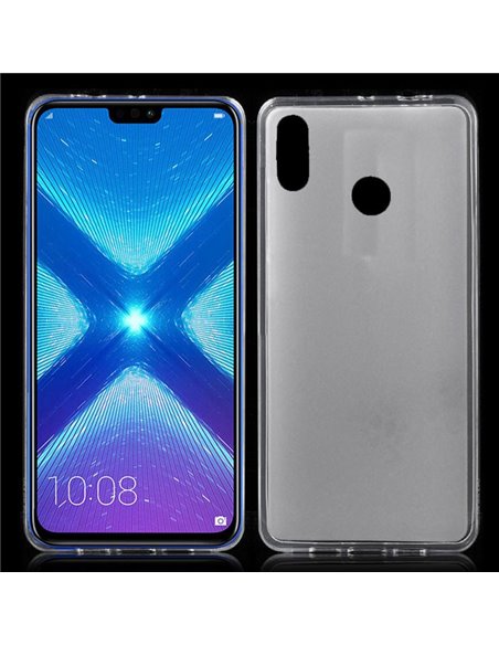 CUSTODIA per HUAWEI HONOR 8X, HONOR VIEW 10 LITE IN GEL TPU SILICONE COLORE BIANCO TRASPARENTE