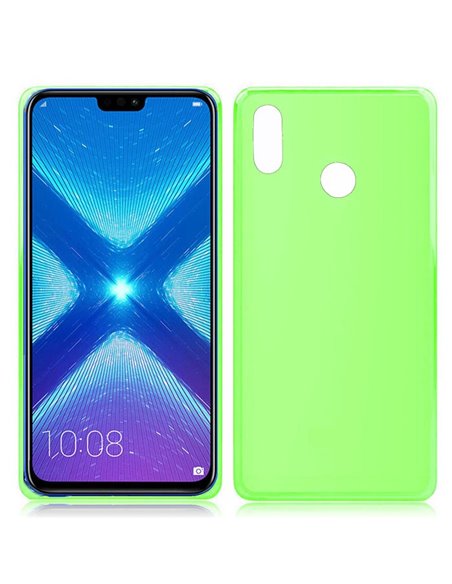 CUSTODIA per HUAWEI HONOR 8X, HONOR VIEW 10 LITE IN GEL TPU SILICONE COLORE VERDE TRASPARENTE