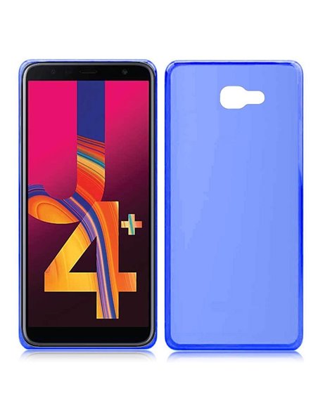 CUSTODIA per SAMSUNG GALAXY J4 PLUS (SM-J415) IN GEL TPU SILICONE COLORE BLU TRASPARENTE