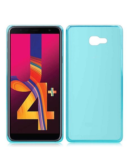 CUSTODIA per SAMSUNG GALAXY J4 PLUS (SM-J415) IN GEL TPU SILICONE COLORE AZZURRO TRASPARENTE