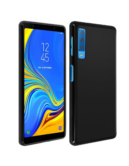 CUSTODIA per SAMSUNG GALAXY A7 2018 (SM-A750) IN GEL TPU SILICONE COLORE NERO