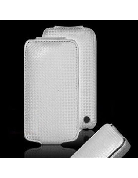 CUSTODIA VERTICALE FLIP PELLE CARBON per APPLE IPHONE 4, 4s COLORE SILVER