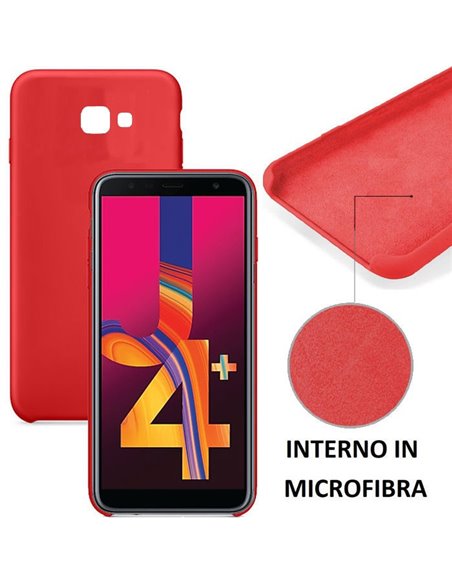 CUSTODIA per SAMSUNG GALAXY J4 PLUS (SM-J415) IN SILICONE CON EFFETTO SOFT TOUCH ED INTERNO IN MICROFIBRA COLORE ROSSO