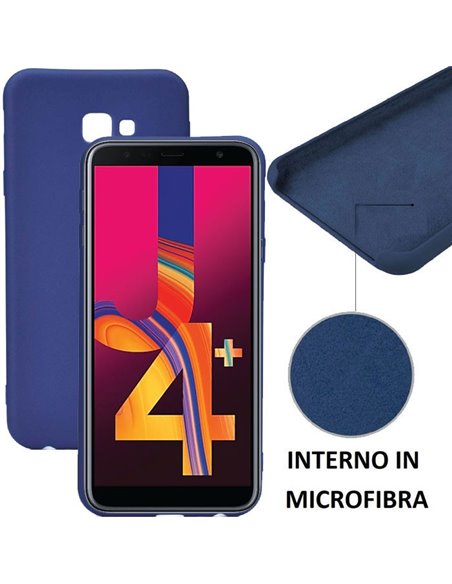 CUSTODIA per SAMSUNG GALAXY J4 PLUS (SM-J415) IN SILICONE CON EFFETTO SOFT TOUCH ED INTERNO IN MICROFIBRA COLORE BLU