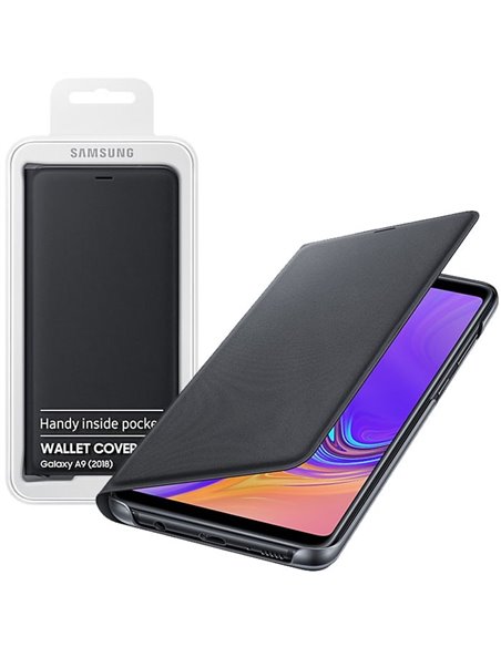 CUSTODIA per SAMSUNG GALAXY A9 2018 (SM-A920) - WALLET COVER ORIGINALE COLORE NERO EF-WA920PBEGWW BLISTER