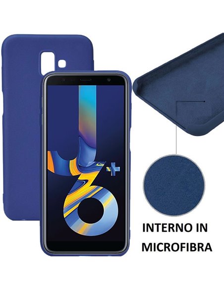 CUSTODIA per SAMSUNG GALAXY J6 PLUS (SM-J610) IN SILICONE CON EFFETTO SOFT TOUCH ED INTERNO IN MICROFIBRA COLORE BLU