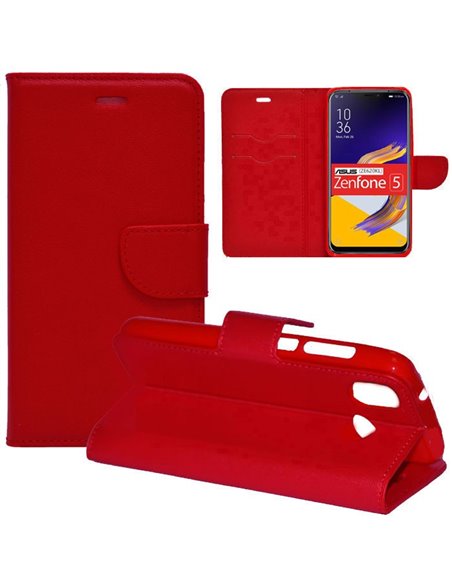 CUSTODIA per ASUS ZENFONE 5Z, ZENFONE 5 (ZE620KL) - FLIP ORIZZONTALE CON INTERNO IN TPU, STAND E CHIUSURA MAGNETICA ROSSO