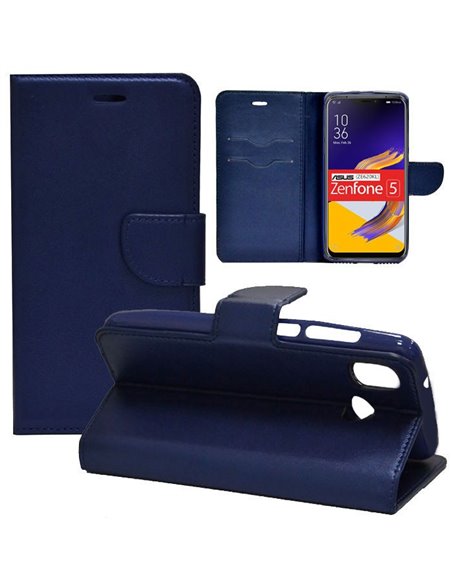 CUSTODIA per ASUS ZENFONE 5Z, ZENFONE 5 (ZE620KL) - FLIP ORIZZONTALE CON INTERNO IN TPU, STAND E CHIUSURA MAGNETICA BLU