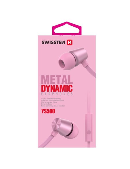 AURICOLARE STEREO con CONNETTORE JACK 3,5mm - GOMMINI, TASTO DI RISPOSTA E MICROFONO ROSA ORO YS500 SWISSTEN 51107004