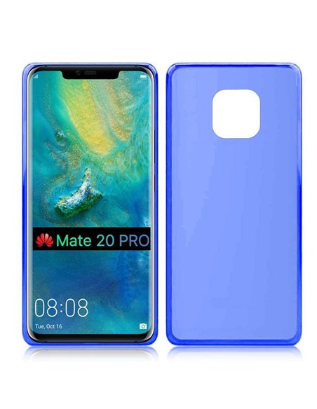 CUSTODIA per HUAWEI MATE 20 PRO IN GEL TPU SILICONE COLORE BLU TRASPARENTE