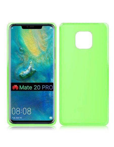 CUSTODIA per HUAWEI MATE 20 PRO IN GEL TPU SILICONE COLORE VERDE TRASPARENTE