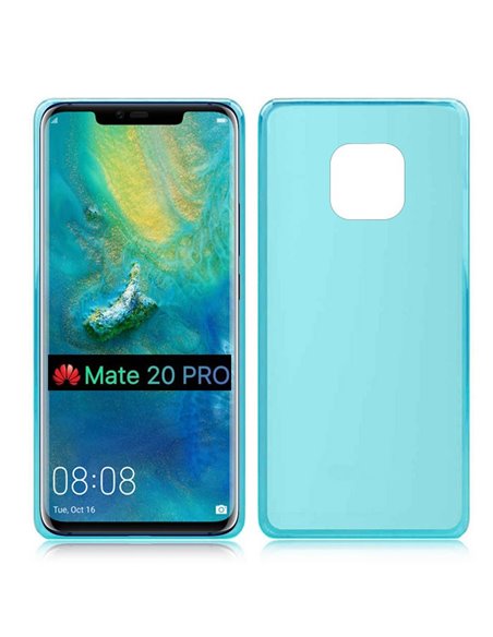 CUSTODIA per HUAWEI MATE 20 PRO IN GEL TPU SILICONE COLORE AZZURRO TRASPARENTE