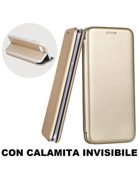 CUSTODIA per HUAWEI Y5 2018, HONOR 7S - FLIP ORIZZONTALE SIMILPELLE CON CHIUSURA MAGNETICA INVISIBILE E INTERNO IN TPU ORO