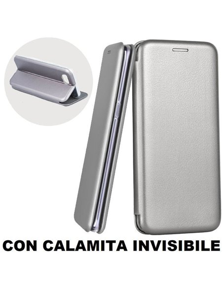 CUSTODIA per HUAWEI Y5 2018, HONOR 7S - FLIP ORIZZONTALE SIMILPELLE CON CHIUSURA MAGNETICA INVISIBILE E INTERNO IN TPU GRIGIO