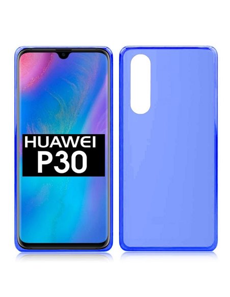 CUSTODIA per HUAWEI P30 IN GEL TPU SILICONE COLORE BLU TRASPARENTE