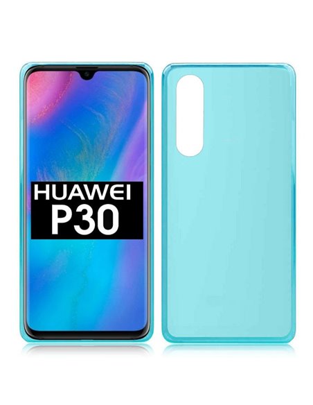 CUSTODIA per HUAWEI P30 IN GEL TPU SILICONE COLORE AZZURRO TRASPARENTE