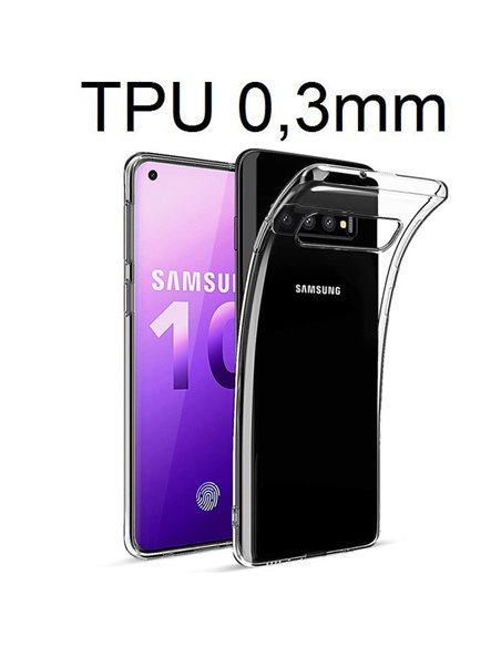 CUSTODIA per SAMSUNG GALAXY S10 PLUS (SM-G975) IN GEL TPU SILICONE ULTRA SLIM 0,3mm TRASPARENTE