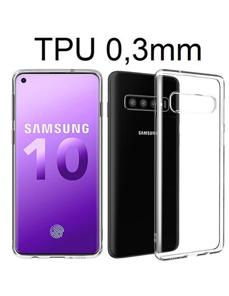 CUSTODIA per SAMSUNG GALAXY S10 (SM-G973) IN GEL TPU SILICONE ULTRA SLIM 0,3mm TRASPARENTE