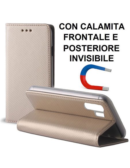 CUSTODIA per HUAWEI P30 PRO, P30 PRO NEW EDITION - FLIP ORIZZONTALE con CHIUSURA MAGNETICA INVISIBILE ED INTERNO IN TPU ORO