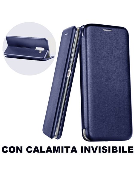 CUSTODIA per SAMSUNG GALAXY A6 PLUS 2018 - FLIP ORIZZONTALE SIMILPELLE CON CHIUSURA MAGNETICA INVISIBILE E INTERNO IN TPU BLU