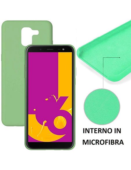 CUSTODIA per SAMSUNG GALAXY J6 2018 (SM-J600F) IN SILICONE CON EFFETTO SOFT TOUCH ED INTERNO IN MICROFIBRA COLORE VERDE ACQUA