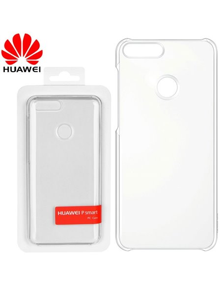 CUSTODIA ORIGINALE per HUAWEI P SMART, ENJOY 7S - BACK CASE POSTERIORE RIGIDA TRASPARENTE BLISTER