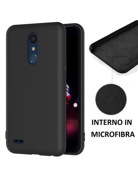 CUSTODIA per LG K11, K10 (2018) IN SILICONE CON EFFETTO SOFT TOUCH ED INTERNO IN MICROFIBRA COLORE NERO