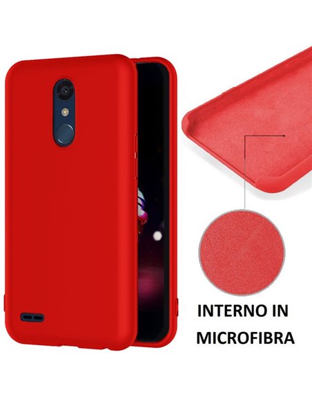 CUSTODIA per LG K11, K10 (2018) IN SILICONE CON EFFETTO SOFT TOUCH ED INTERNO IN MICROFIBRA COLORE ROSSO