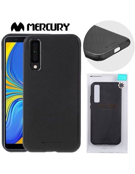 CUSTODIA per SAMSUNG GALAXY A7 2018 (SM-A750) IN GEL TPU SILICONE COLORE NERO ALTA QUALITA' MERCURY STYLE LUX BLISTER