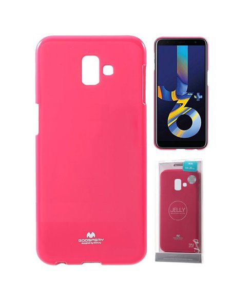 CUSTODIA per SAMSUNG GALAXY J6 PLUS (SM-J610) IN GEL TPU SILICONE COLORE FUCSIA LUCIDO CON GLITTER ALTA QUALITA' MERCURY