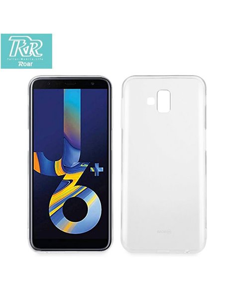 CUSTODIA per SAMSUNG GALAXY J6 PLUS (SM-J610) IN GEL TPU SILICONE TRASPARENTE ALTA QUALITA' ROAR COLORFUL