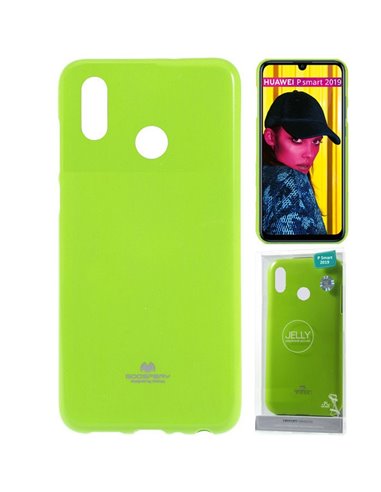 CUSTODIA per HUAWEI P SMART 2019, HONOR 10 LITE IN GEL TPU SILICONE COLORE VERDE LUCIDO ALTA QUALITA' MERCURY BLISTER